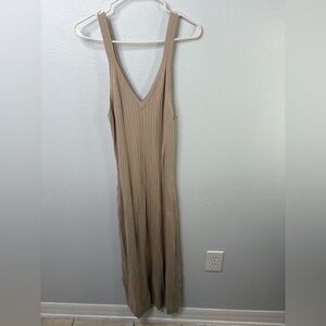 Good Times USA Medium Tan Ribbed Sleeveless Maxi Dress